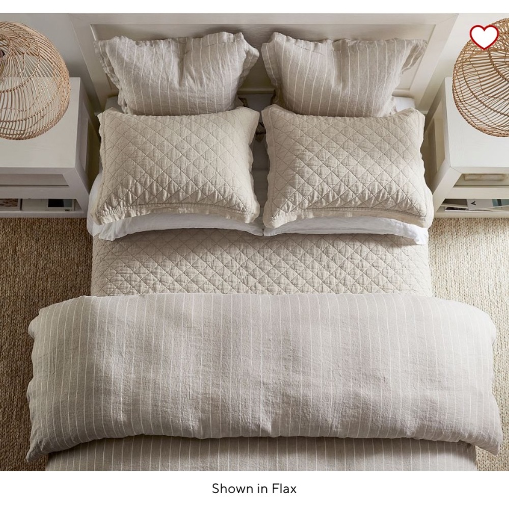 POTTERY BARN BELGIAN FLAX LINEN DIAMOND SHAM- STANDARD